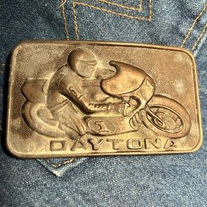 Daytona 200 Belt Buckle Motorcycle Race Florida Intern’l Speedway Cycle. Patina